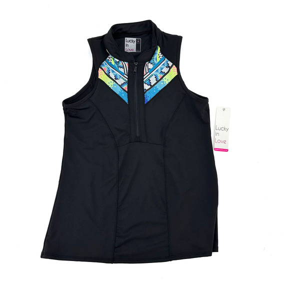Lucky in Love Tops - NWT Lucky In Love tank top women's size XS black 1/4 zip golf pickleball tennis